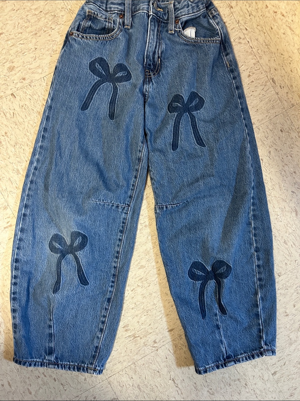 Old Navy Blue Denim Bow-Print Boyfriend Jeans sz 12